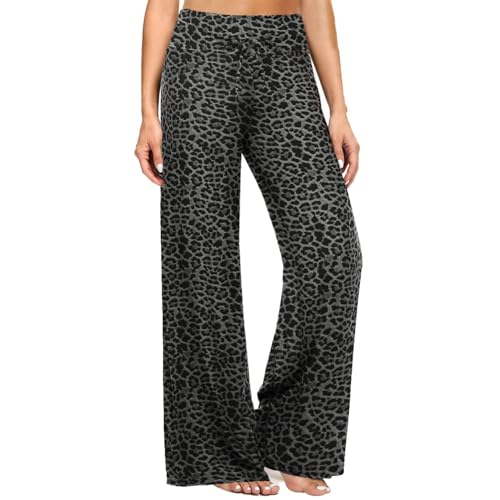 ZOOSIXX Soft Black Pajama Pants for Women, Wide Leg Comfy Casual Lounge Yoga Capri Pants 22'' / 30''
