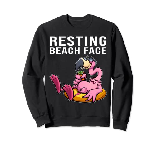 Riposo Beach Face Flamingo Buone vibrazioni Palma Tropicale Felpa