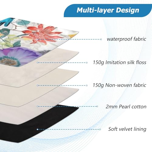 Funda para portátil de 13-14 pulgadas con diseño floral y pájaros miniatura 4