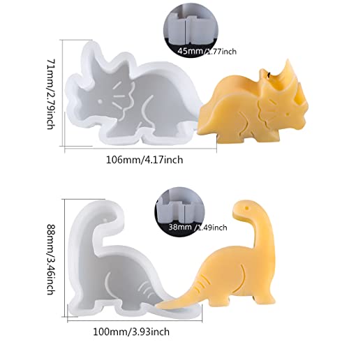Hyzaphix 2Pcs 3D Candle Mold Animal Resin Mold Dinosaur Epoxy Molds Silicone Owl Giraffe Elephant Frog Mould For Diy Craft Handmade Soap Candle Making (D) #TOP5