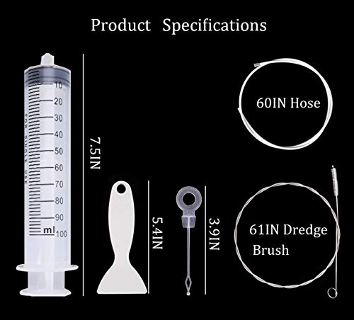 Muaech 7 Pcs Refrigerator Drain Hole Clog Remover Cleaning Tool,Reusable Fridge Dredging Kit,Include Cleaning Syringe, 60In Hose,3 Plunger, 1 Shovel, 1 Long Flexible Refrigerator Scrub Brush #TOP5
