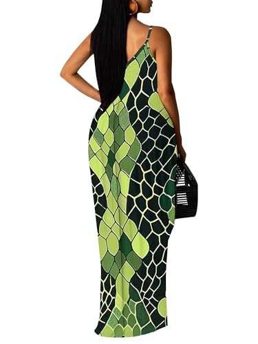 Image of SUZONANA Women's Plus Size Summer Dresses Spaghetti Print Maxi Dresses Long Loose Sundresses