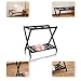 MERTNK Porte-Bagages En Bambou, Support de Valise Pliable, Avec 4 Sangles En Nylon Noir Et Étagère de Rangement Inférieure, Assemblage Facile Pour La Maison, Chambre Voyage W40 X D68 X H58 Cm Étagère
