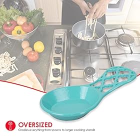 Home Basics Lattice Collection Cast Iron Spoon Rest (Turquoise) 413KHs