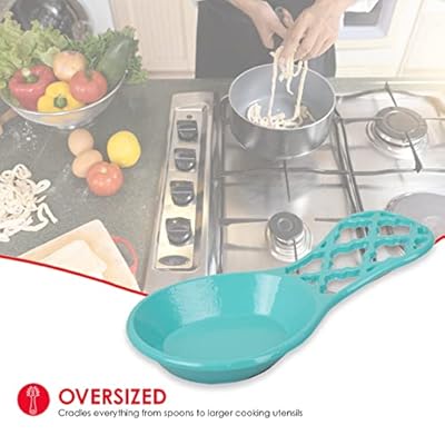 Home Basics Lattice Collection Cast Iron Spoon Rest (Turquoise) 413KHs