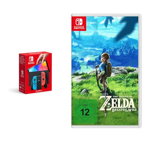 Nintendo Switch (OLED-Modell) Neon-Rot/Neon-Blau + The Legend of Zelda: Breath of the Wild Switch