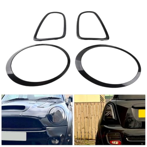 Garniture de Cadre de Feu Arrière, 4 Pièces de Remplacement de Garnitures de Contour de Feu Arrière de Phare Noir Brillant pour Mini R56 R57 R58 R59 S JCW 2007 à 2015