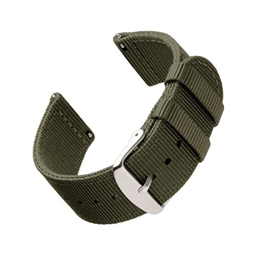 Archer Watch Straps | Bracelets de Remplacement en Nylon Facilement Interchangeables pour Montre Homme et Femme, aussi pour Montres Connectées | Vert Olive, 22mm
