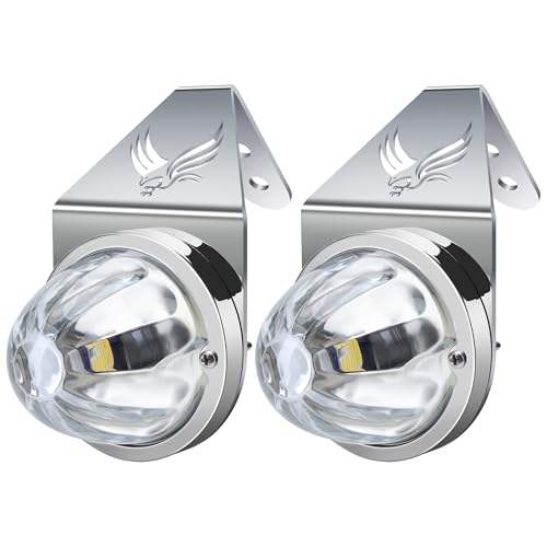 Glass Watermelon Lights with Stainless Steel Bracket Amber LED Watermelon Mirror Turn Signal Marker Lights for Semi Truck 2Pack