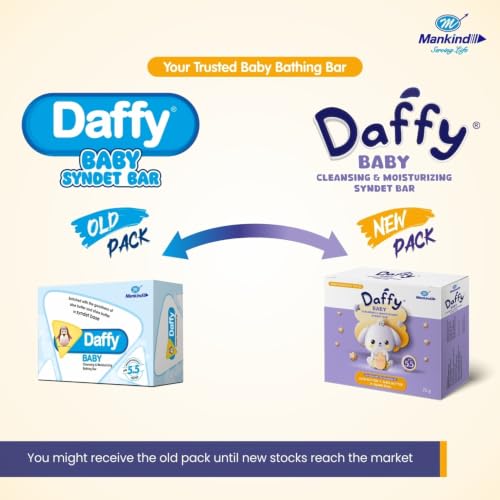 Image of Daffy Cleansing Moisturizing Baby Soap Bar Sensitive Skin Hypoallergenic 75g Pack of 10 (750g Total Bulk Value) Newborn Bathing Nourishing Creamy Mild Lipids