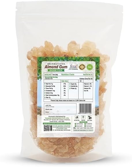 Almond Gum 1kg (250g x 4 Packs) Badam Pisin / Badam Gum | 100% Natural, Sun-Dried & Traditional Ingredient for Beverages and Desserts