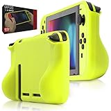 Orzly Comfort Grip Case for Nintendo Switch - Protective Back Cover for use on The Nintendo Switch Console in Handheld Gamepad Mode with Built in Comfort Padded Hand Grips - NEON Yellow