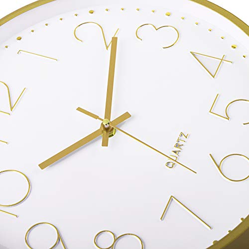 Foxtop Gold Wall Clock 12 Inch Silent Non-Ticking Battery Operated Round Quartz Modern Wall Clock For Office Living Room Kitchen Bedroom Home Decor #TOP3