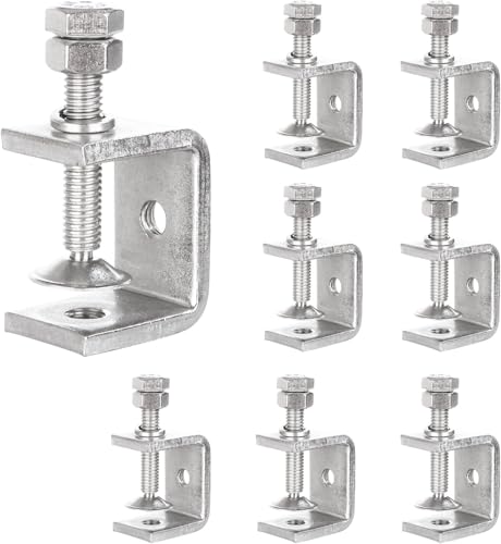 AKOLAFE 8 Stück C klemme 30mm Edelstahl 304 C Zwingen Schraubklemme 0-25mm Roubste Trägerklemme Silbrige Tischklemme Hochleistung Schraubzwinge Für Holzbearbeitung, Schweißtischlerei, Tischlerei