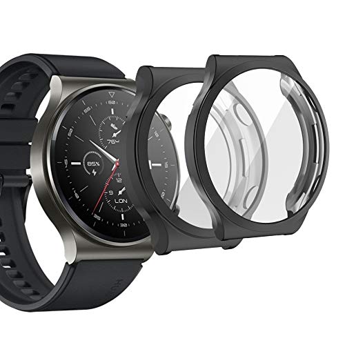 sciuU Cover Protettiva per HUAWEI WATCH GT 2 Pro, [Set di 2] Custodia con Protezione di Schermo in TPU Flessibile, Morbida Copertura Cornice Resistente per Smartwatch GT 2Pro - Nero