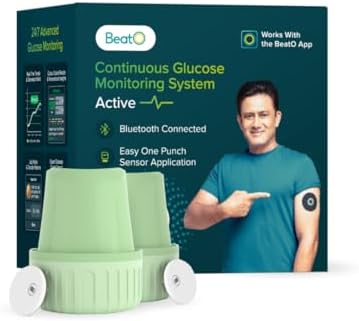 BeatO CGM Glucose Monitor for diabetes | Bluetooth Connected CGM Sugar Test Machine for home | 15-Day Glucose Tracking | No-Scan, One-Push Application (Pack of 2)