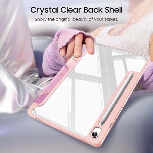 Image of Fintie Hybrid Slim Case for Samsung Galaxy Tab S9 FE 10.9 Inch /Galaxy Tab S9 11 Inch 2023 with S Pen Holder, Shockproof Cover with Clear Transparent Back Shell, Auto Wake /Sleep, Dreamy Marble