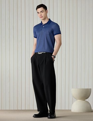 Image of Amazon Brand - Symbol Men Regular Fit Textured Jacquard Polo| Half Sleeves | Available in Plus Size
