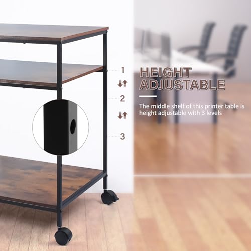 Image of 31.5 inch Heavy Duty Large Printer Stand with Adjustable Storage Shelf, Wood