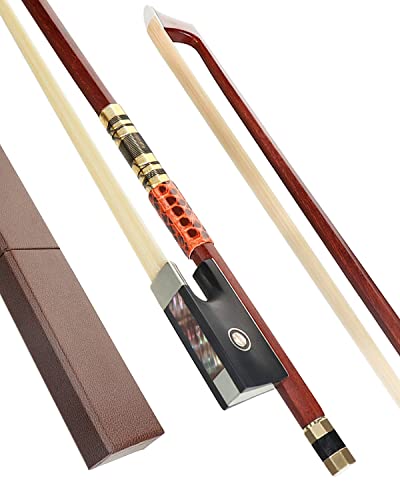 Lms Violin Bow Full Size 4/4 Sandalwood Violin Bows Lightweight Fiddle Bow Well Balance Bow Made Of Ebony Frog White Horse Hair For Student Professional (4/4) #TOP26