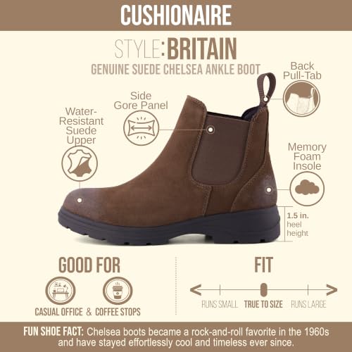 Image of CUSHIONAIRE Britain Genuine Suede Chelsea Ankle Boots for Women
