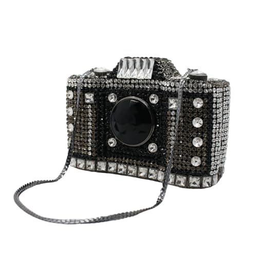 Image of UMREN Novelty Crystal Camera Shaped Clutch Purse for Women Sparkly Rhinestones Evening Clutch Bag Glitter Bridal Prom Handbag