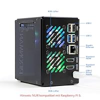 Pironman 5-MAX Raspberry Pi 5 Gehäuse mit Dual NVMe M.2 SSD PCIe, Mini PC NAS RAID 0/1, Hailo-8L AI-Beschleuniger, PWM Tower-Kühler + Dual RGB-Lüfter, OLED, Safe Shutdown, HDMI (RPI5 Nicht enthalten) – Ansicht 4