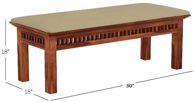 Image of AADITYA WOODS Solid Sheesham Wood 4 Seater Dining Table Set with Chairs & Bench for Living Room Home Wooden Dining Table Set for Office Restaurant Modern Dining Room Set-45x30x30inch (ad-Honey4sB)