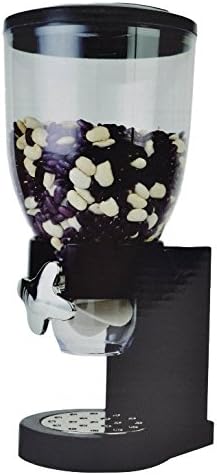 SHINE ® Single Cereal Dispenser Dry Food Container Oatmeal Nuts Kitchen Machine Orange,Green,Black and White (BLACK)