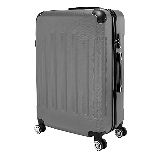 WEI WEI GLOBAL 3-Piece Luggage Sets - Suitcases with Double Silent Wheels - Travel Bag ABS Trolley Suitcase - Traveling Storage Suitcase Set (20", 24", & 28") - Dark Gray3