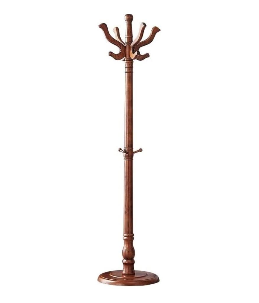 FCXWEVR Coat Rack Coat rack wooden coat rack, freestanding, with hooks, hallway, coat hanger, hat stand for bag, umbrella, clothes, scarves coat rack (color : teak color, size : 180X40CM)