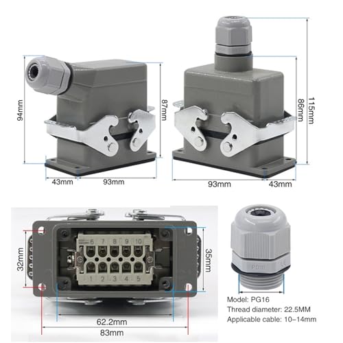 Conector rectangular HDC-HE-010 para evitar fallos de conexión industrial 4