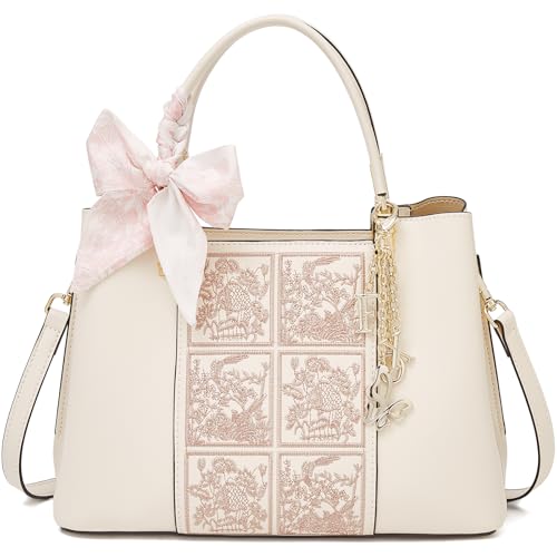 Bolso Tote de Cuero para Mujer con Bordado y Colgante miniatura 1