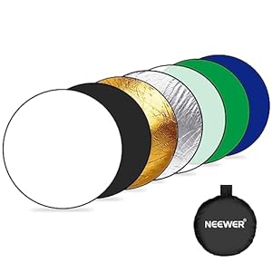 NEEWER 43″/110cm Photography Reflector, 7 in 1 Light Reflector Diffuser – Chroma Key Blue/Green Screen, Translucent/Silver/Gold/White/Black, RF-110A