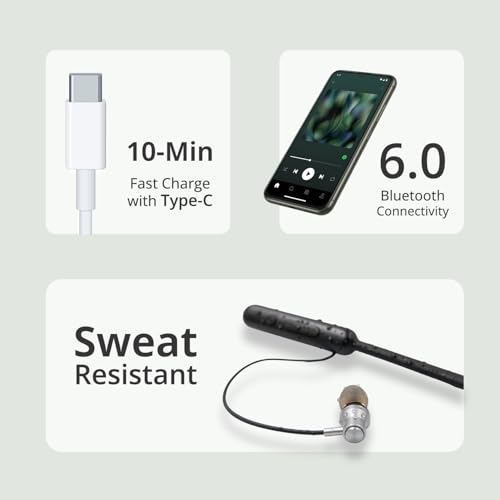 Image of Wireless Neckband Earphones with ENC and 400hours of Playtime (Black)