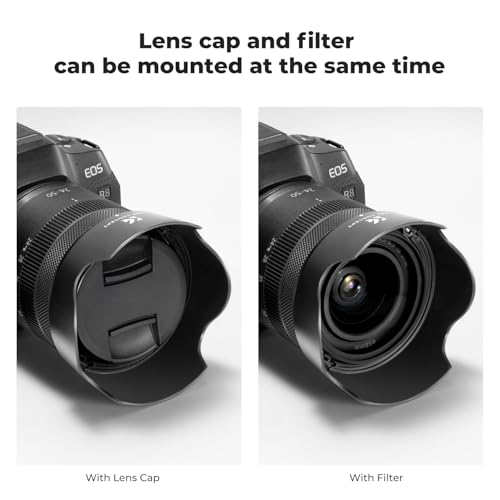 Image of K&F CONCEPT Lens Hood Compatible with Canon RF 24-50mm f /4.5-6.3 is STM,EF-S 18-55mm f /3.5-5.6 is STM,EF-S 18-55mm f /4-5.6 is STM Lens, Reversible Snap on Camera Lens Shade Replacement of EW-63C Hood