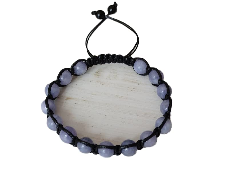Bracelet perles aigue-marine 8mm ajustable pour lithothérapie et guérison
