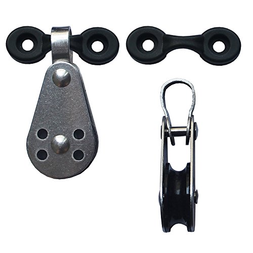 YYST 2 Stainless Steel Pulley and 2 Nylon Pad Eyes for DIY Kayak Anchor Trolley System - No Screw, No Rivets, No Ropes