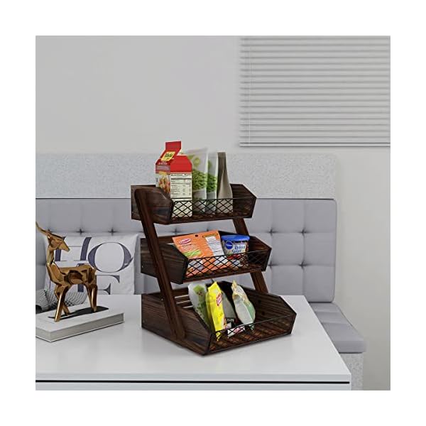 Dorhors fruit basket for kitchen 3 tier fruit bowl for kitchen counterwooden vegetable holder for countertop  urban country home decor