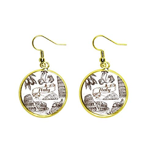 Pendientes de gota de Italia con acabado dorado y diseño exclusivo de joyería fina