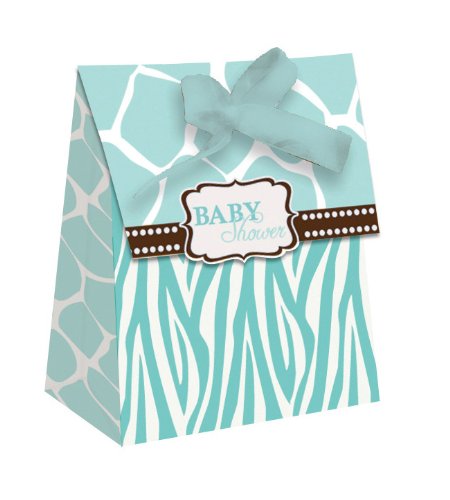 Creative Converting Baby Shower Wild Safari 12 Count Die Cut Favor Bags, Blue