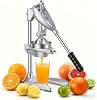 Exprimidor manual, prensa de jugo de mostrador de acero inoxidable para cítricos, cono de acero inoxidable 304, aluminio resistente a la oxidación, tazón universal de 4.3 pulgadas, palanca potente, 3 piezas aptas para lavavajillas, base estable 2