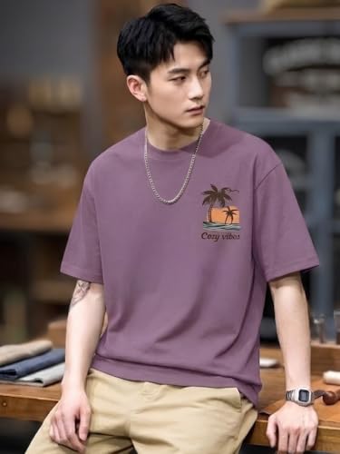 Image of SMOWKLY Authentics Men's Brooklyn Beach Digital Printed T Shirt | Round Neck Half Sleeve Casual T Shirt for Men | Casual Baggy Fit Stylish Comfortable Streetwear Fashion Tshirt for Men