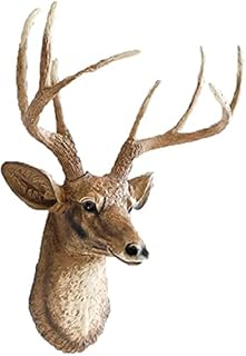 壁の彫刻の鹿の頭の壁掛け装飾ペンダントはリビングルームポーチ寝室の背景壁シミュレーション動物の頭の3次元の壁の装飾の壁の装飾に適しています (Color : Natural)