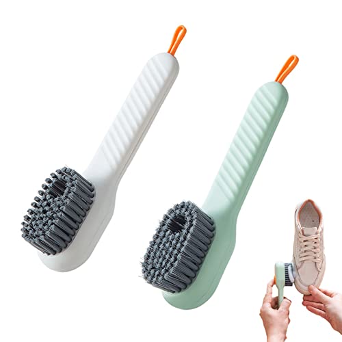 Brosse à Chaussures à Poils Doux, Brosse De Nettoyage De Type Presse à Long Manche, Brosse De Nettoyage Domestique pour Chaussures Liquide avec Distributeur De Savon (2 pièces) Cover