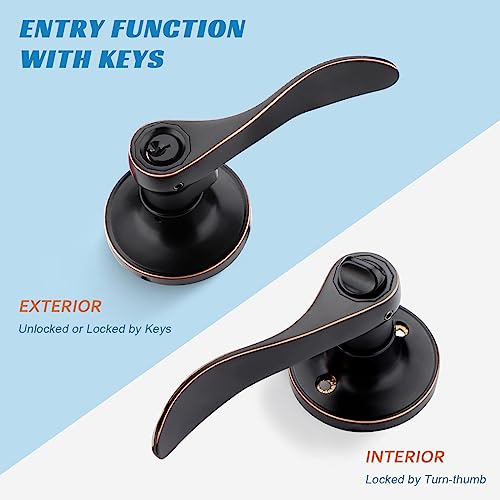 Bronze Keyed Entry Door Lever, Exterior Keyed Entrance Handle, Wave Style Lever Door Handle With Lock, Front Door Handle Set, Left/Right Handed Door Handle #TOP1
