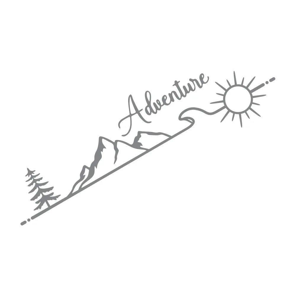 Adventure Mountain Forest Sun Vinyl Decal Stickers for Cars RVs Camper Van Vehicle Graphic Decoration(Glossy Gray,80cmx23cm)