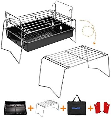 Camping Grill, Grills for Camping Folding & Lightweight Steel Mesh Barbecue Grill Tool, Portable Camping Grill for Outdoor Camping, Cooking, Hiking, Tailgating, Backpacking & Party