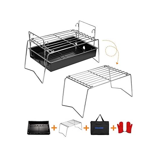 Charcoal Grill Camp Grill Mini Grill Folding Campfire Grill Portable Grill Lightweight Steel Mesh Barbecue Grill Camping Grill for Outdoor Camping Cooking Hiking Tailgating Backpacking Party
