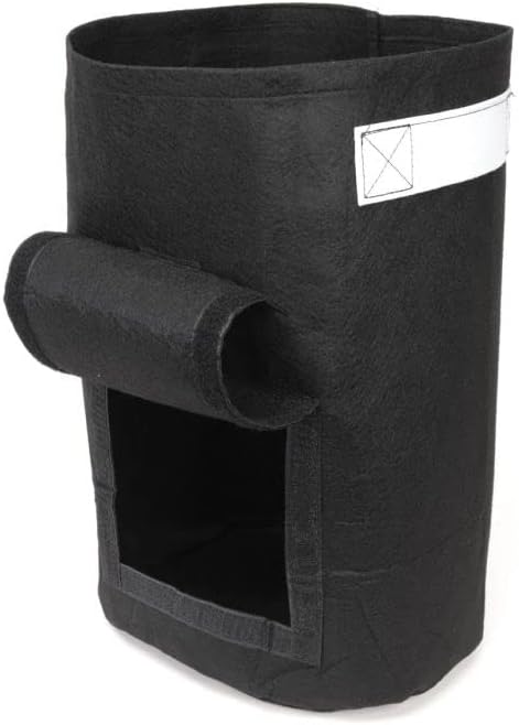 247Garden 10-Gallon Potato Grow Bag/Aeration Fabric Pot w/Handles & Flap Door for Easy Harvesting (Black 19H x 12.5D)